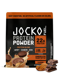 Jocko Fuel frente del envase mostrando sabor chocolate peanut butter y 25 raciones