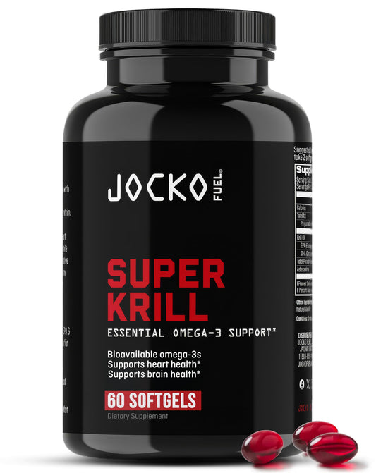 Jocko Fuel envase frontal mostrando 60 softgels y marca, facilita identificación rápida