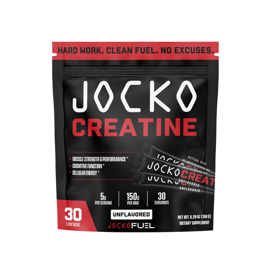 Jocko Fuel frontal del envase mostrando los 30 sobres y diseño claro