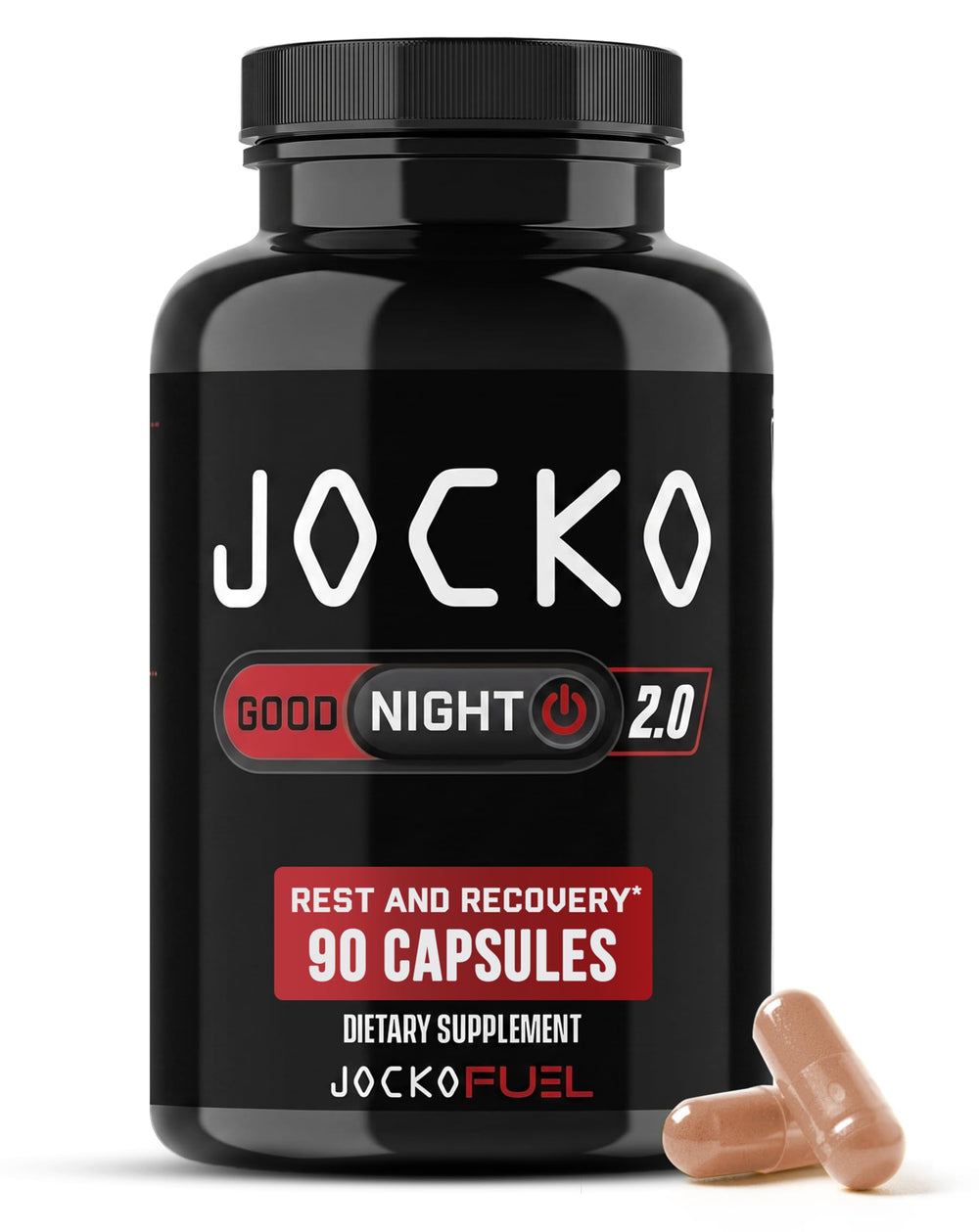 Jocko Fuel frasco frontal mostrando etiqueta y cantidad, ideal para identificar contenido