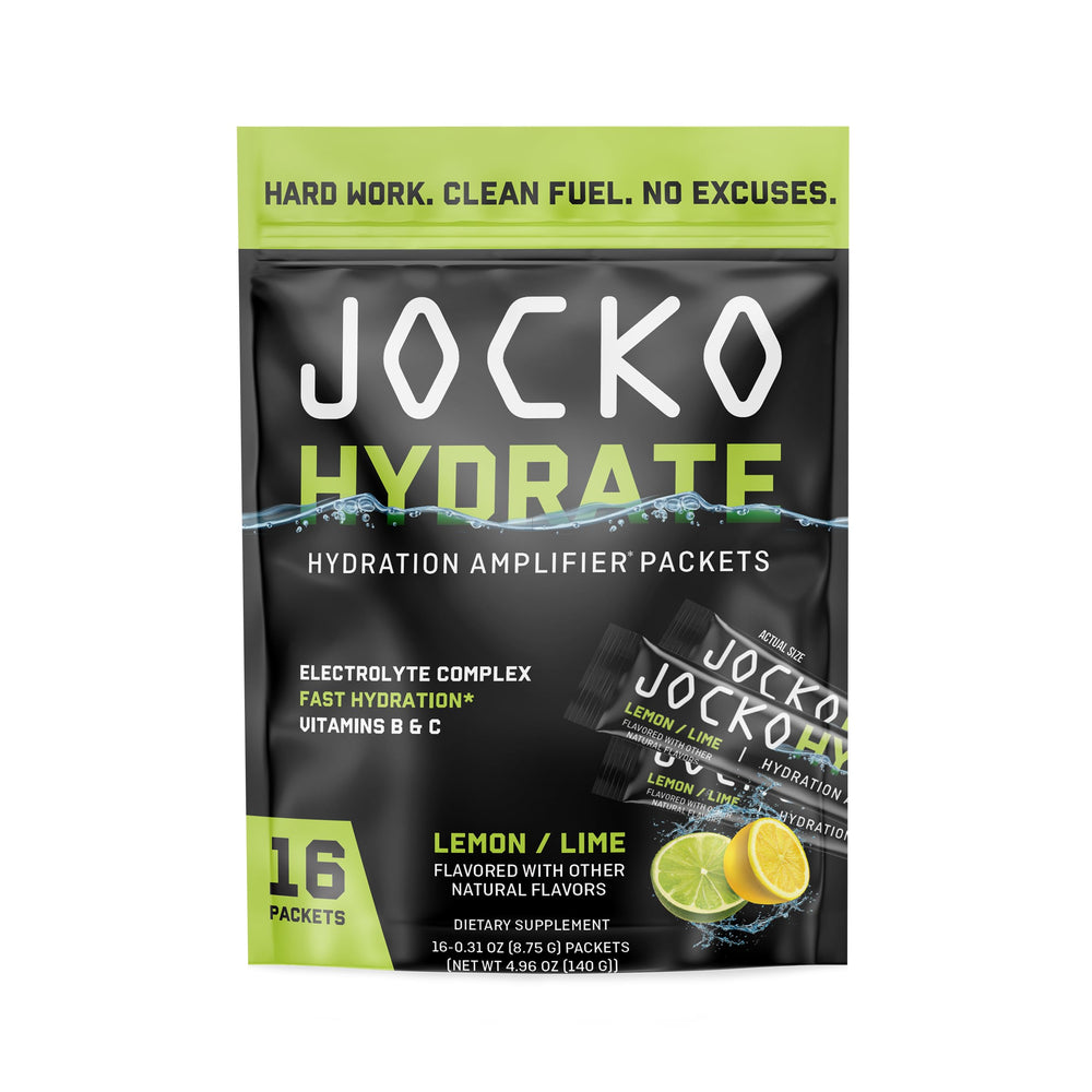 Jocko Fuel paquete frontal mostrando diseño y beneficio de hidratación rápida