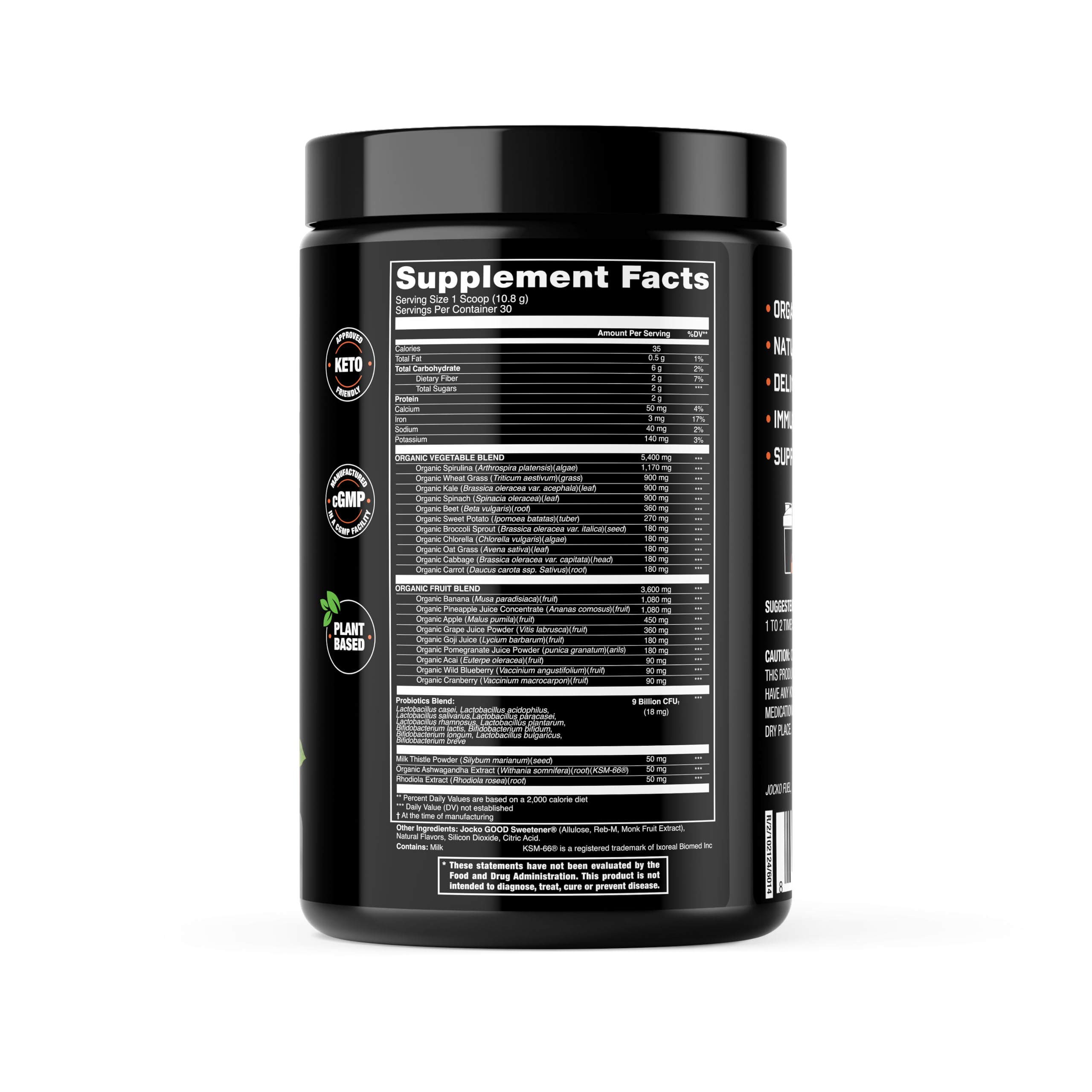 Jocko Fuel polvo textura en cuchara, muestra mezcla fina y fácil disolución