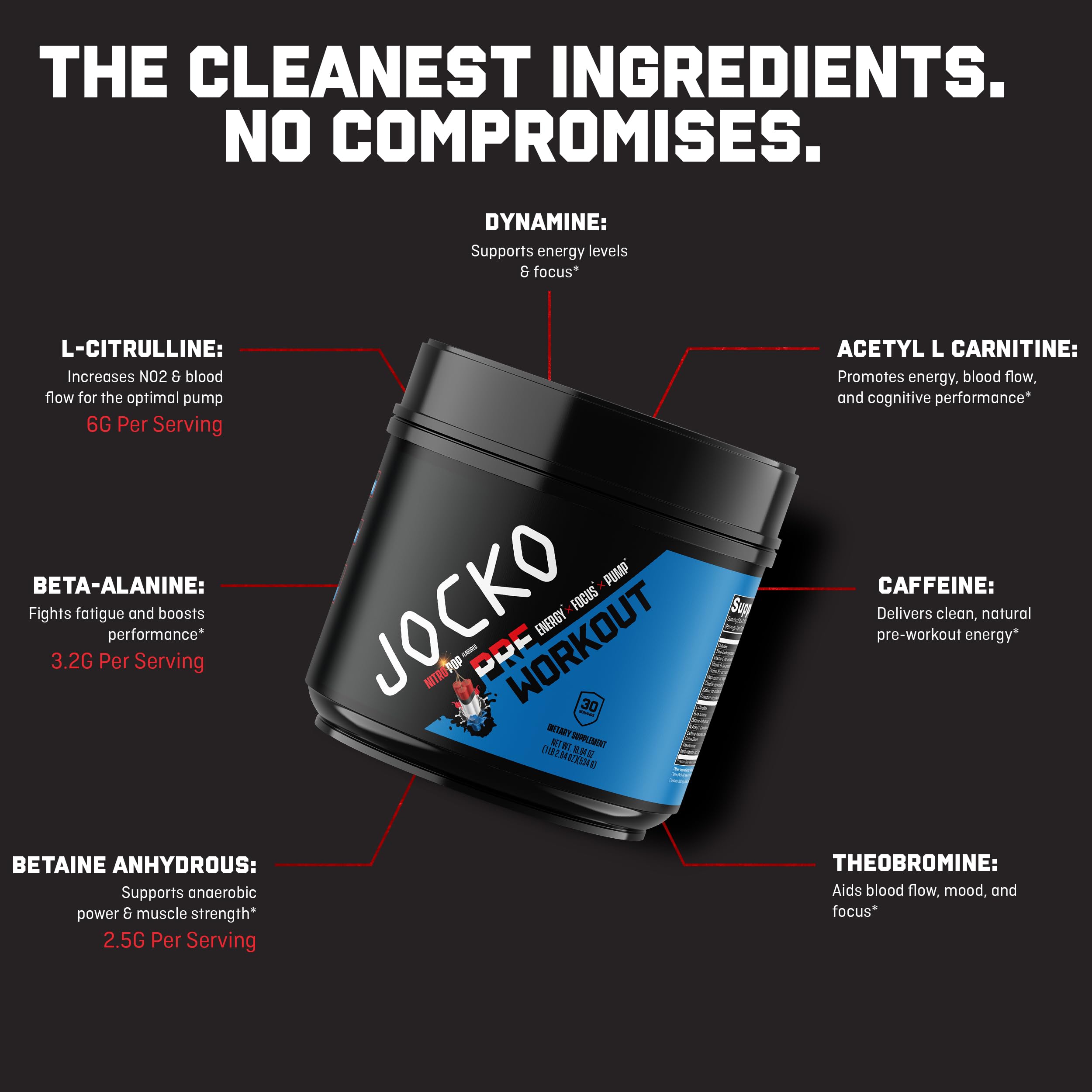 Jocko Fuel preparado en vaso listo para beber, proporciona energía antes del entrenamiento