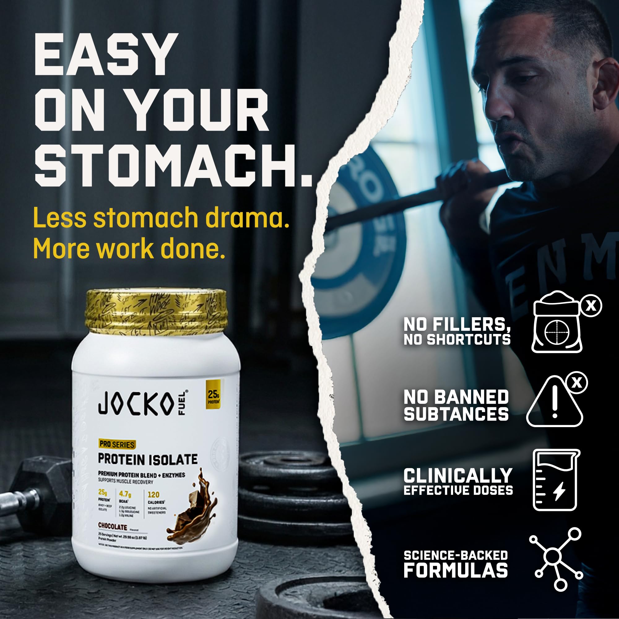 Vaso con batido de chocolate Jocko Fuel mostrando textura cremosa y sabor