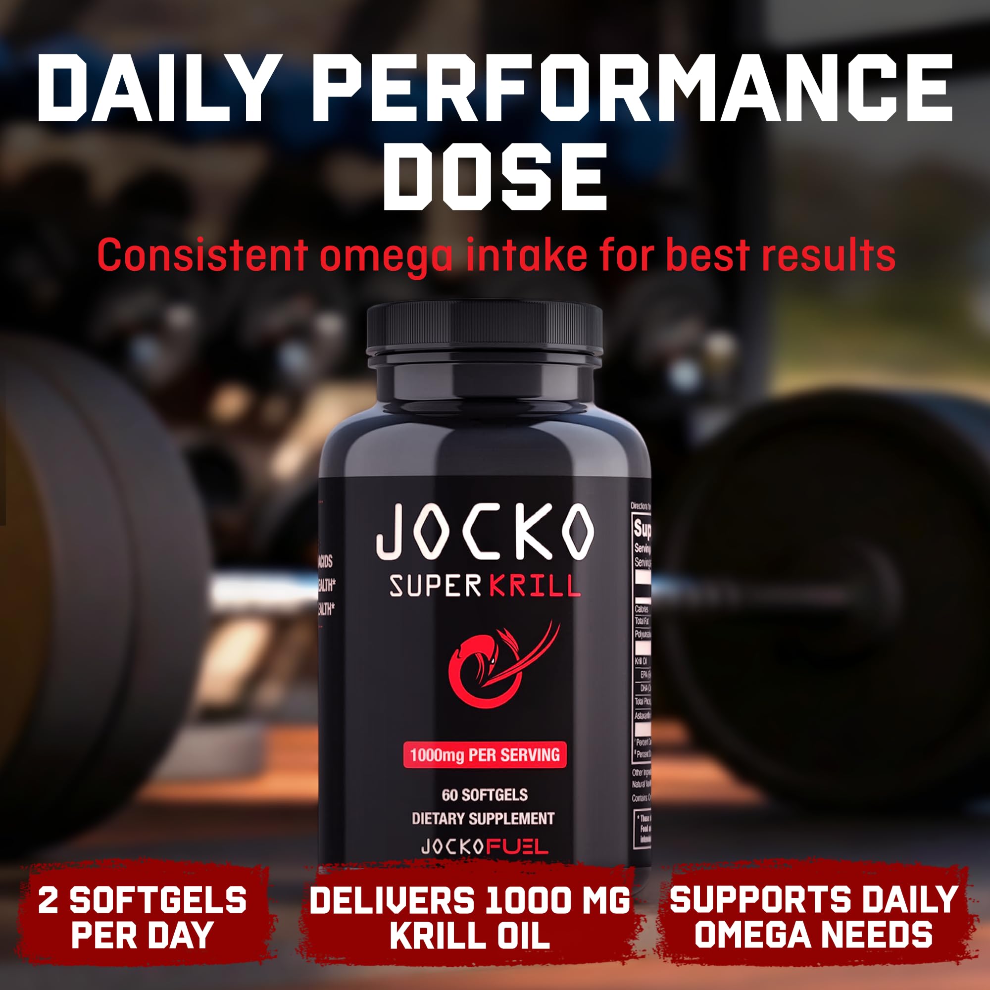 Jocko Fuel bote junto a alimentos en mesa, sugiere consumo con comidas para mejor absorción