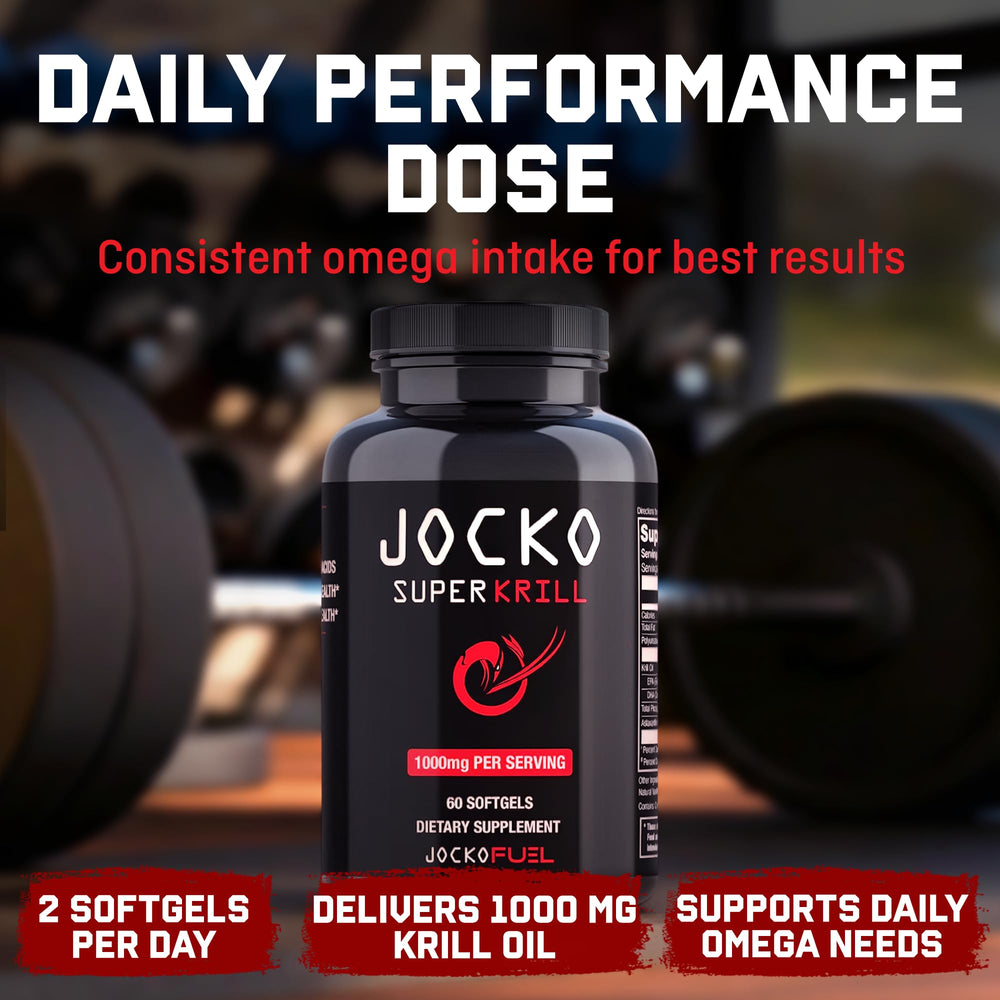 Jocko Fuel bote junto a alimentos en mesa, sugiere consumo con comidas para mejor absorción