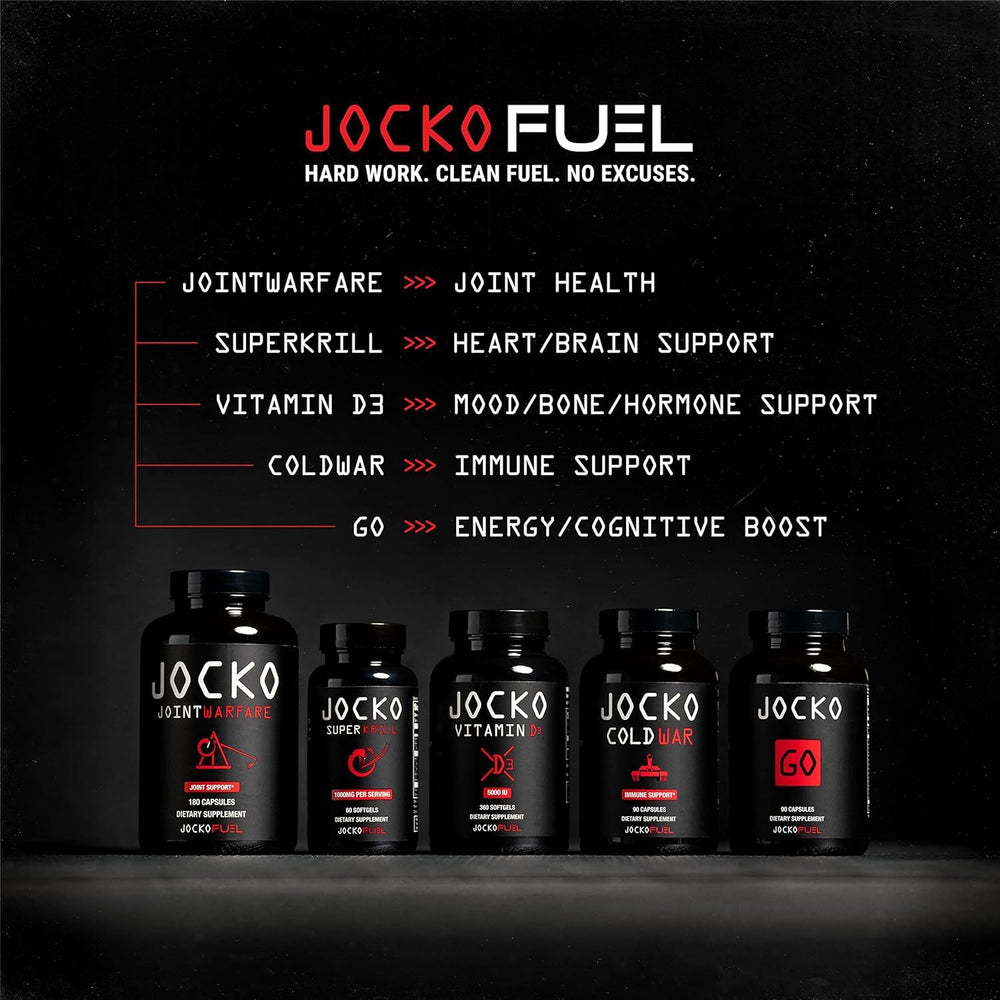 Jocko Fuel frasco en mesa de desayuno para integrar suplemento diario
