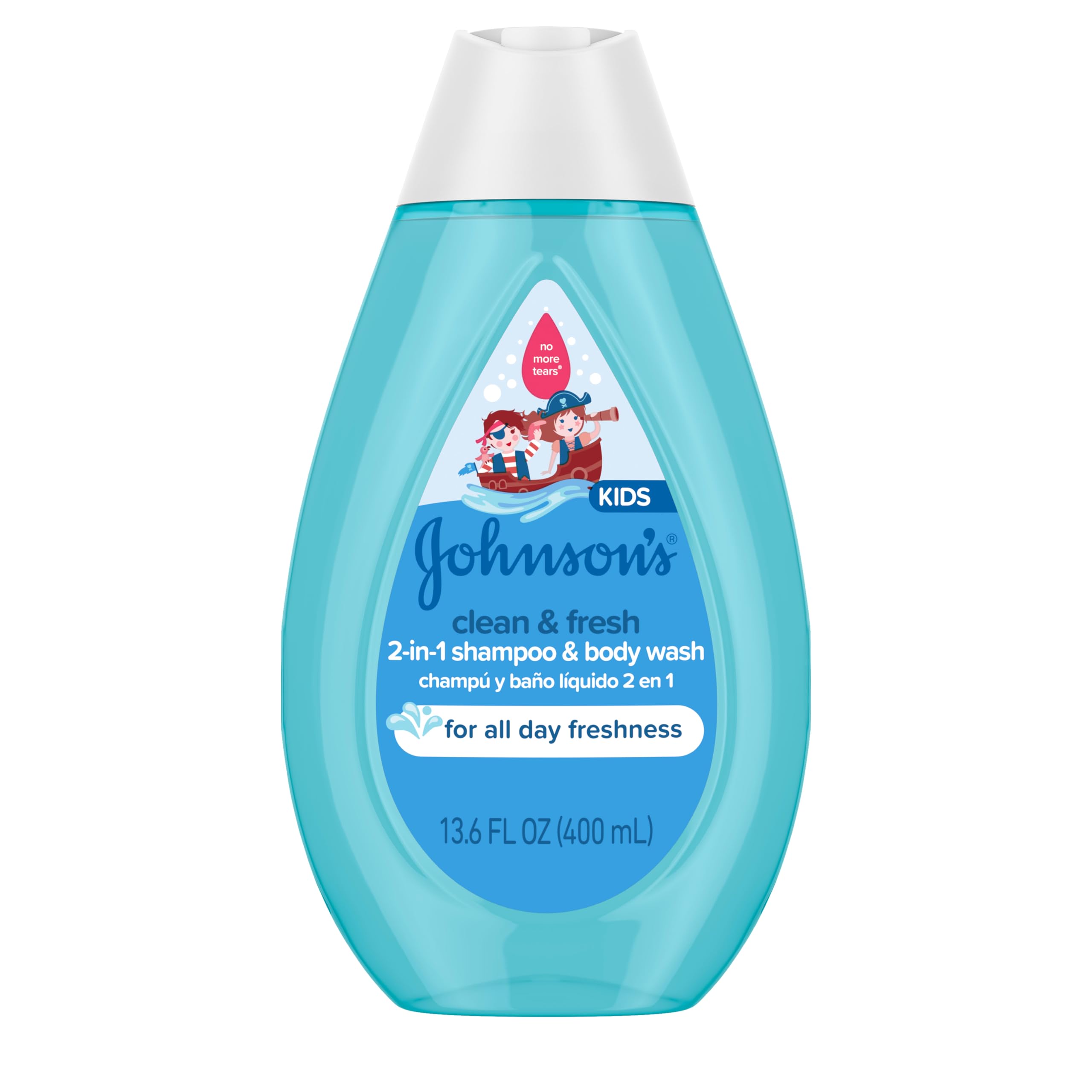 Johnson's envase frontal Clean & Fresh mostrando el tamaño práctico