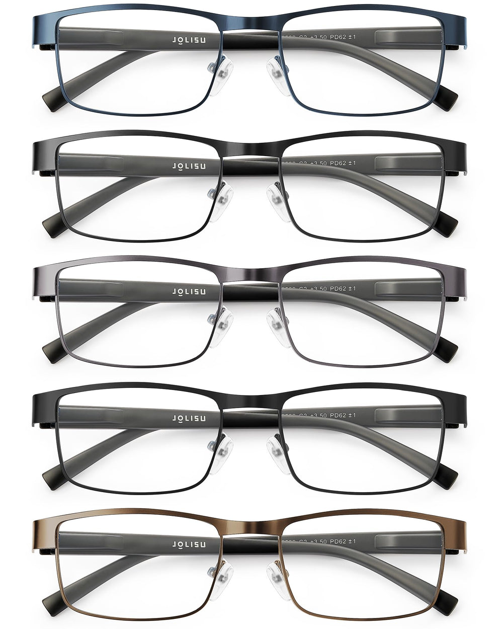 JOLISU vista frontal del pack cinco gafas, protección y variedad