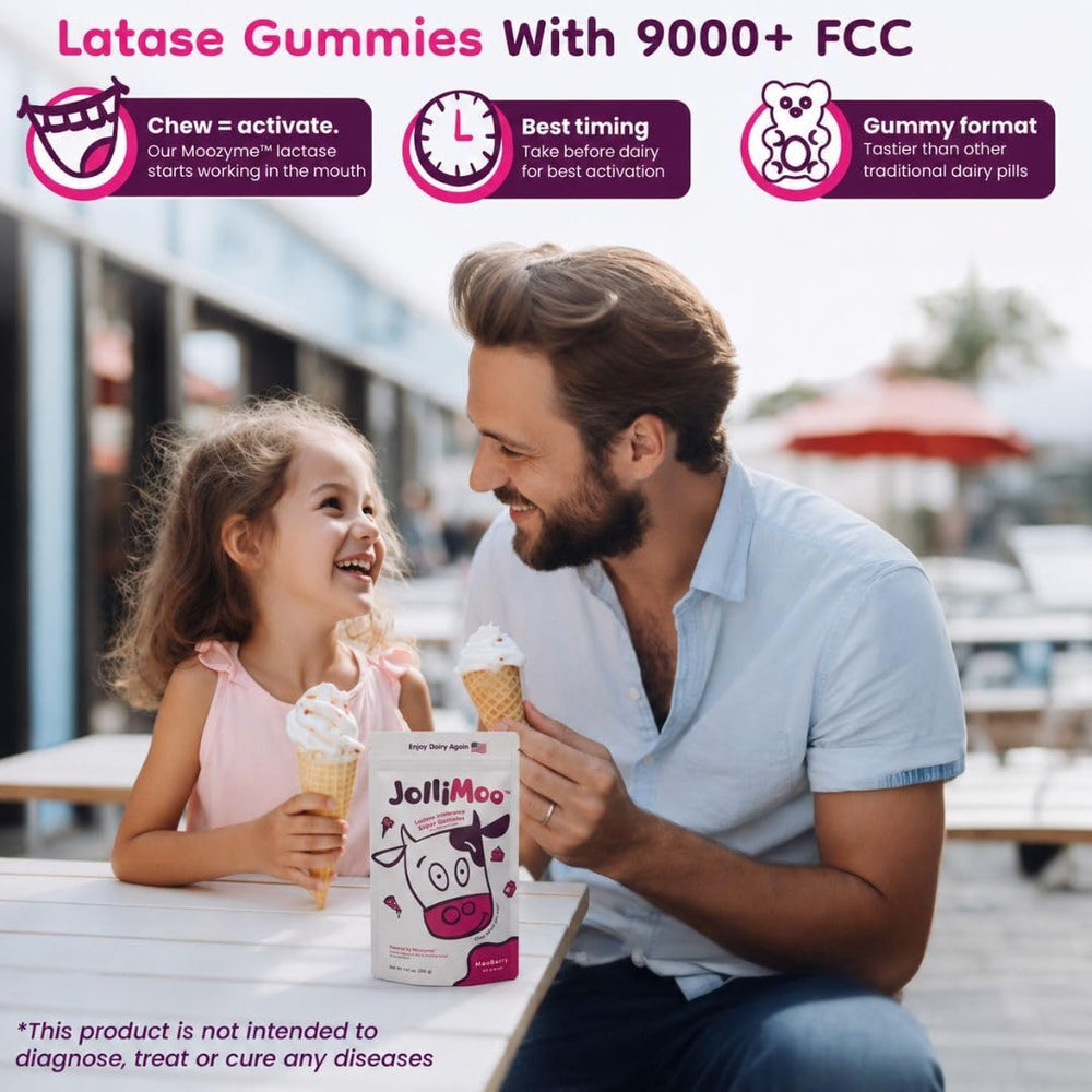 JolliMoo gomitas junto a helado para indicar uso con postres lácteos
