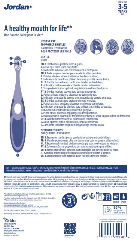 Jordan* ambiente de baño familiar con cepillos listos para la rutina diaria y motivación infantil