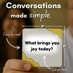 Joyful Generations tarjeta laminada cerca mostrando textura resistente