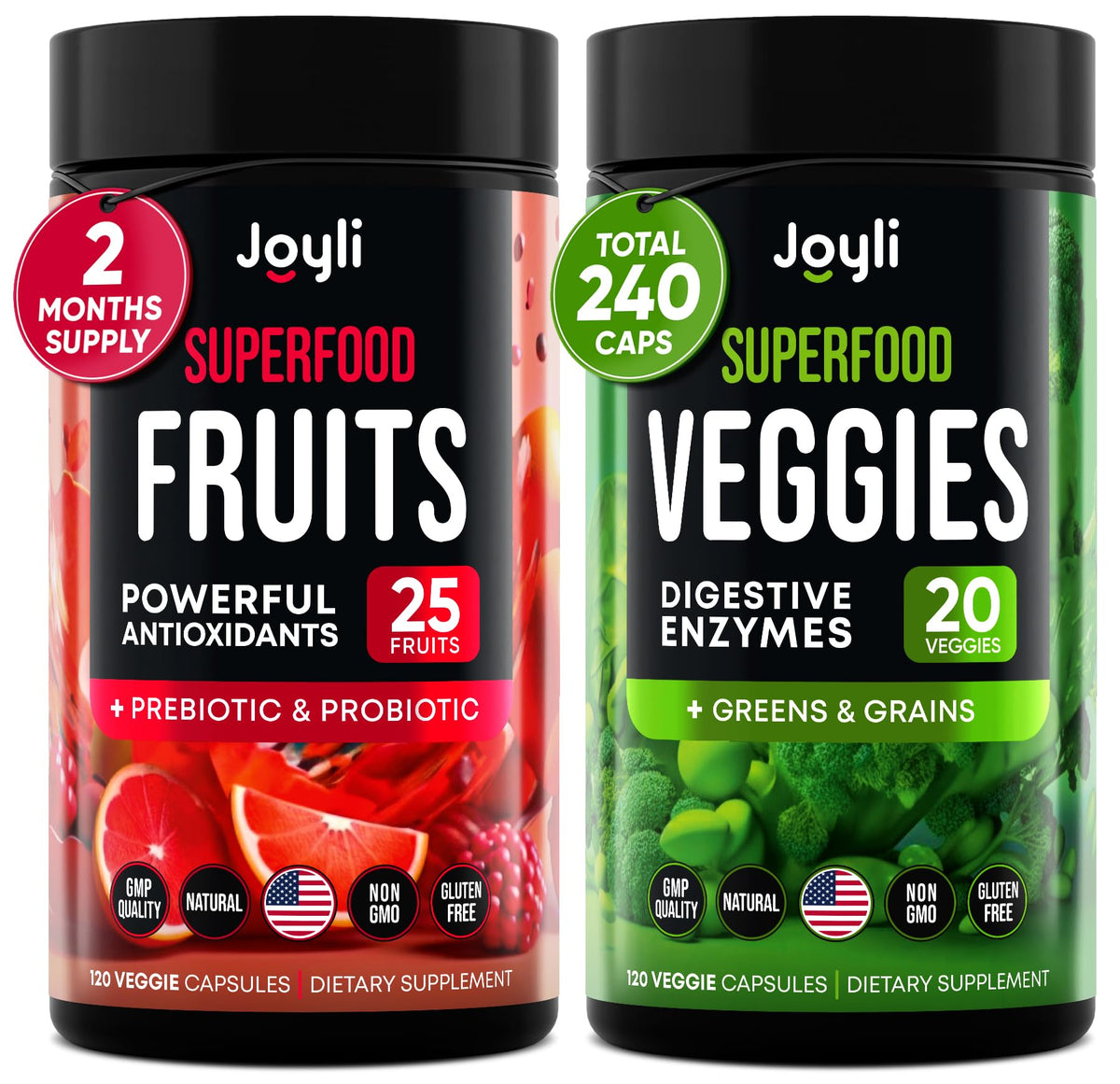 JOYLI Nutrition frascos al frente mostrando el envase y beneficio práctico