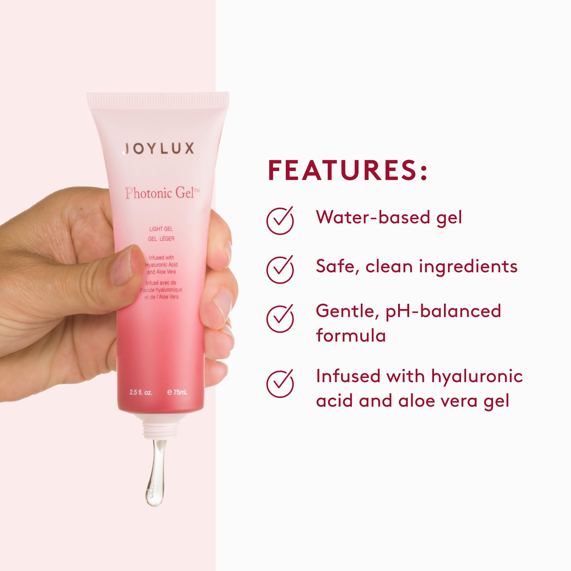 Joylux Photonic Gel aplicado en la punta del vFit para mejor confort