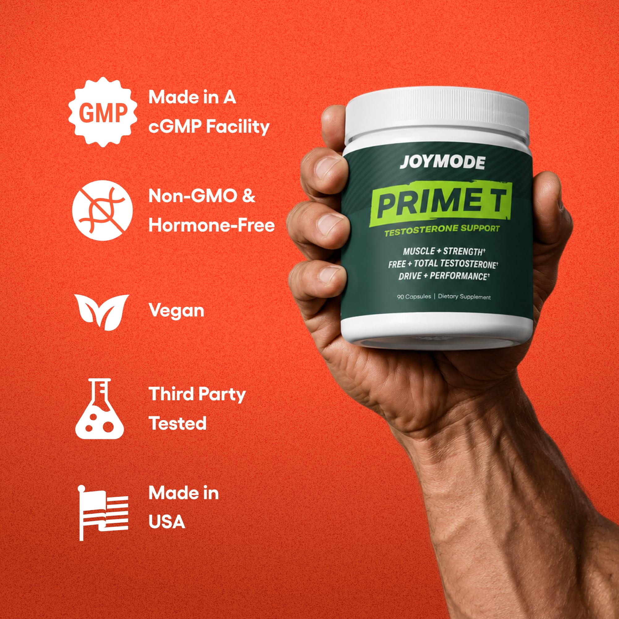 JOYMODE suplemento junto a hombre entrenando, refuerza energía y rendimiento