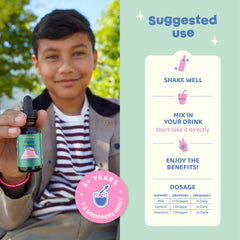 JoySpring botella junto a una regla para comparar tamaño y porciones