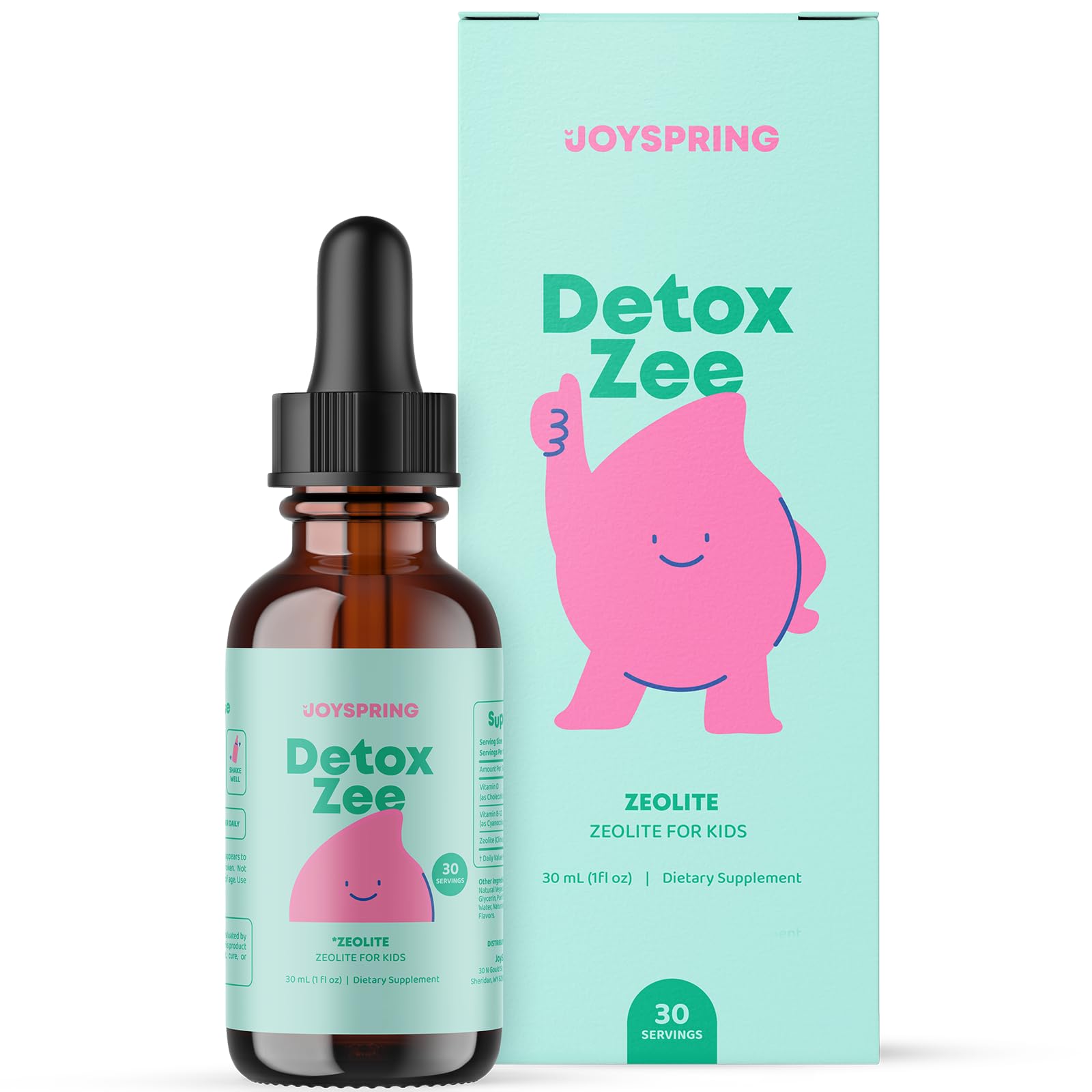 joyspring envase frontal DetoxZee Kids mostrando aspecto y tamaño, fácil identificación