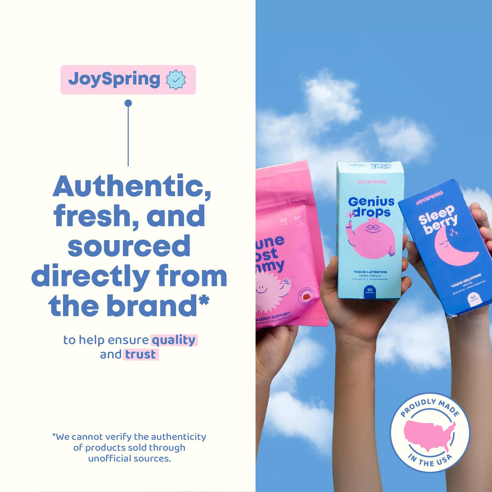 JoySpring caja abierta con lista de ingredientes visible y transparente