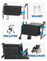 JOYTUTUS cesta instalada en rollator mostrando acceso cómodo durante paseo