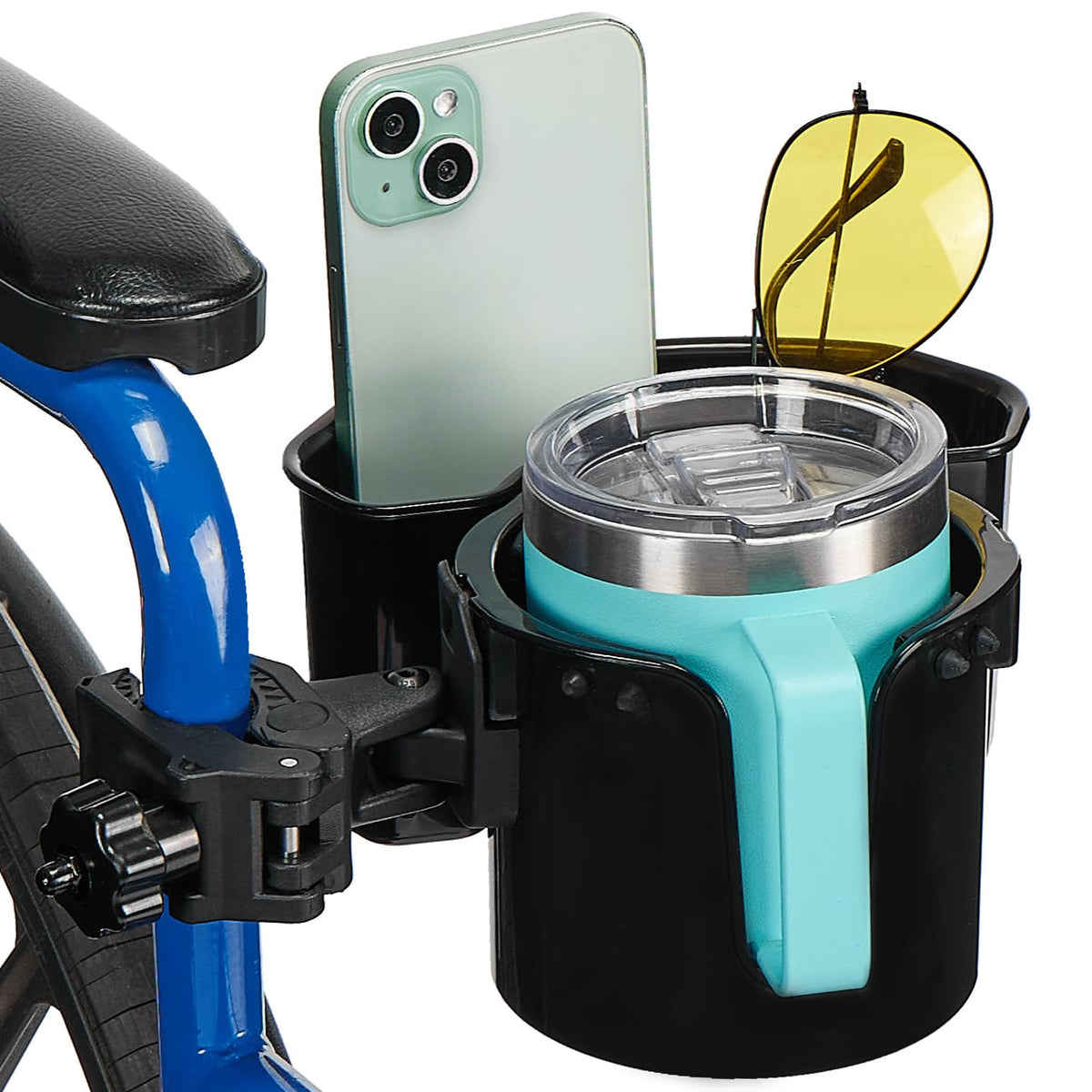 JOYTUTUS vista frontal del portavasos con caja, organiza bebidas y objetos