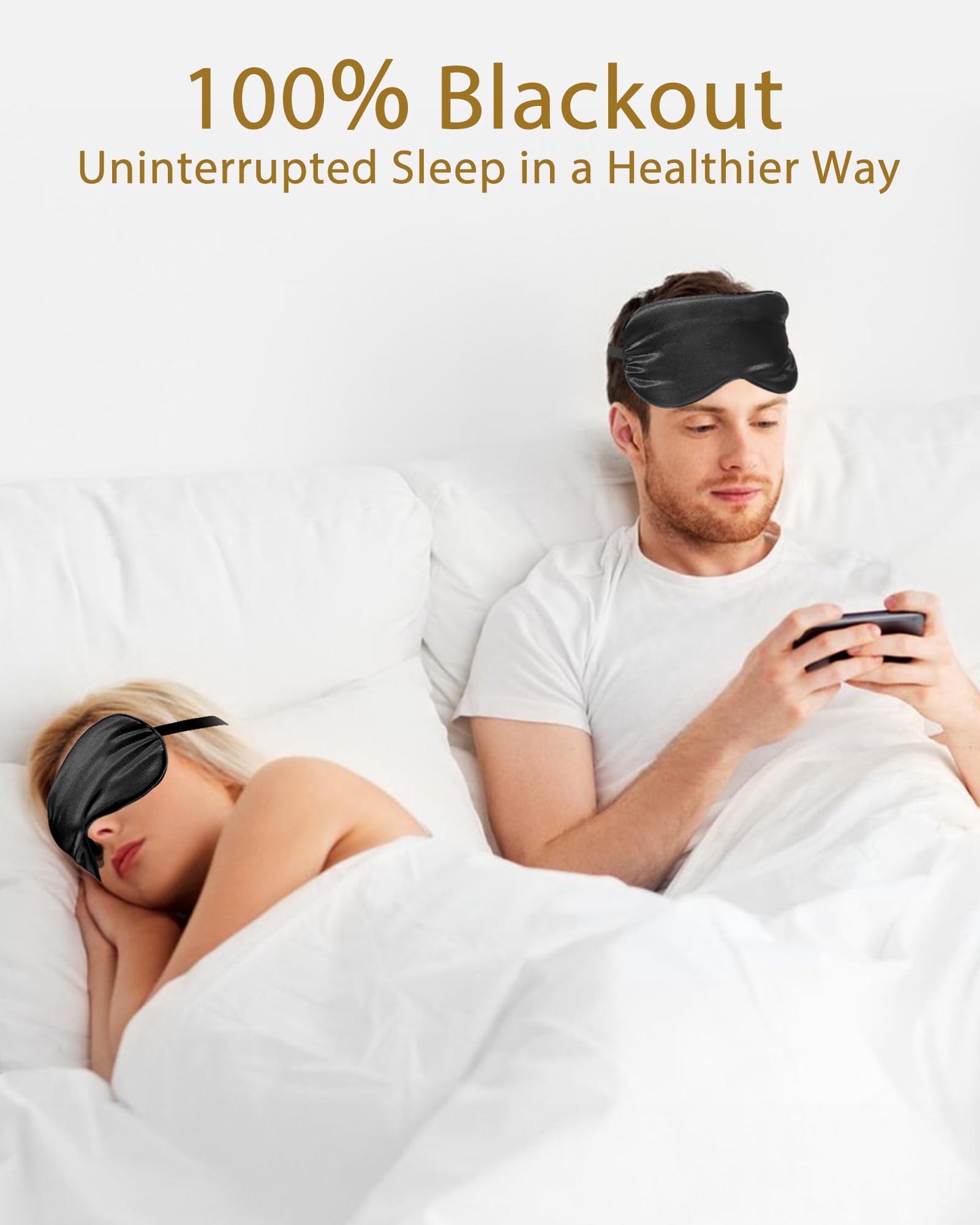 JroyJoy antifaz sobre almohada en ambiente de dormitorio relajante