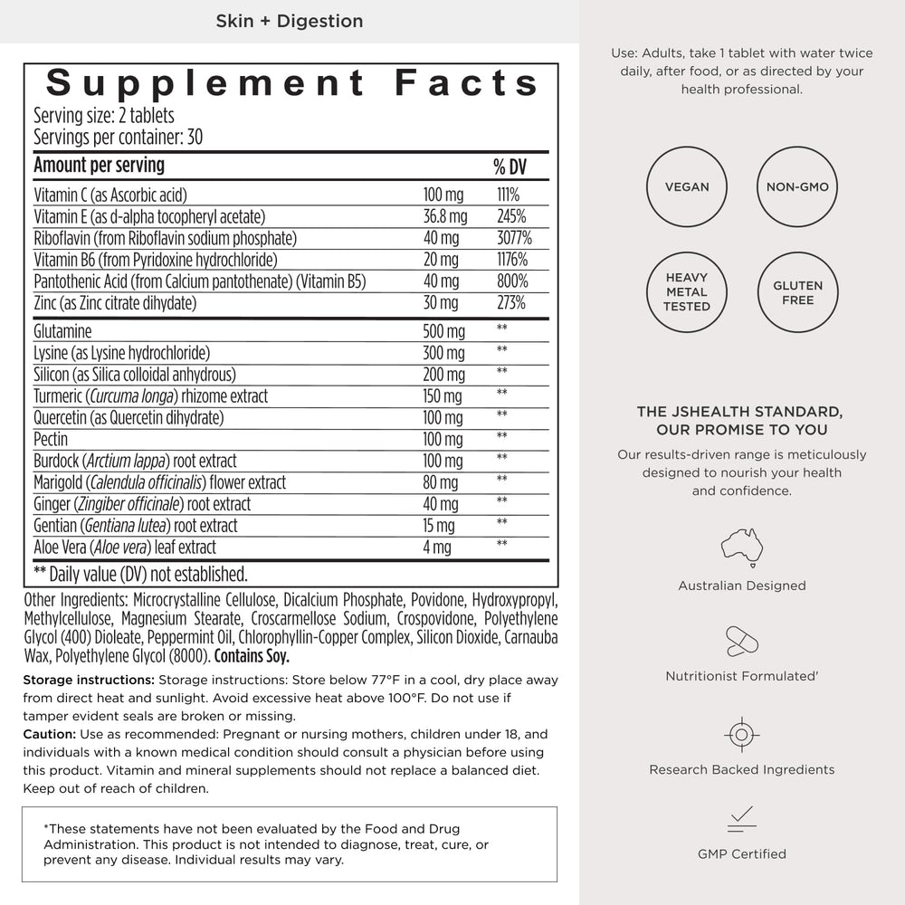 JSHealth sello cGMP y certificaciones en etiqueta, garantía de calidad