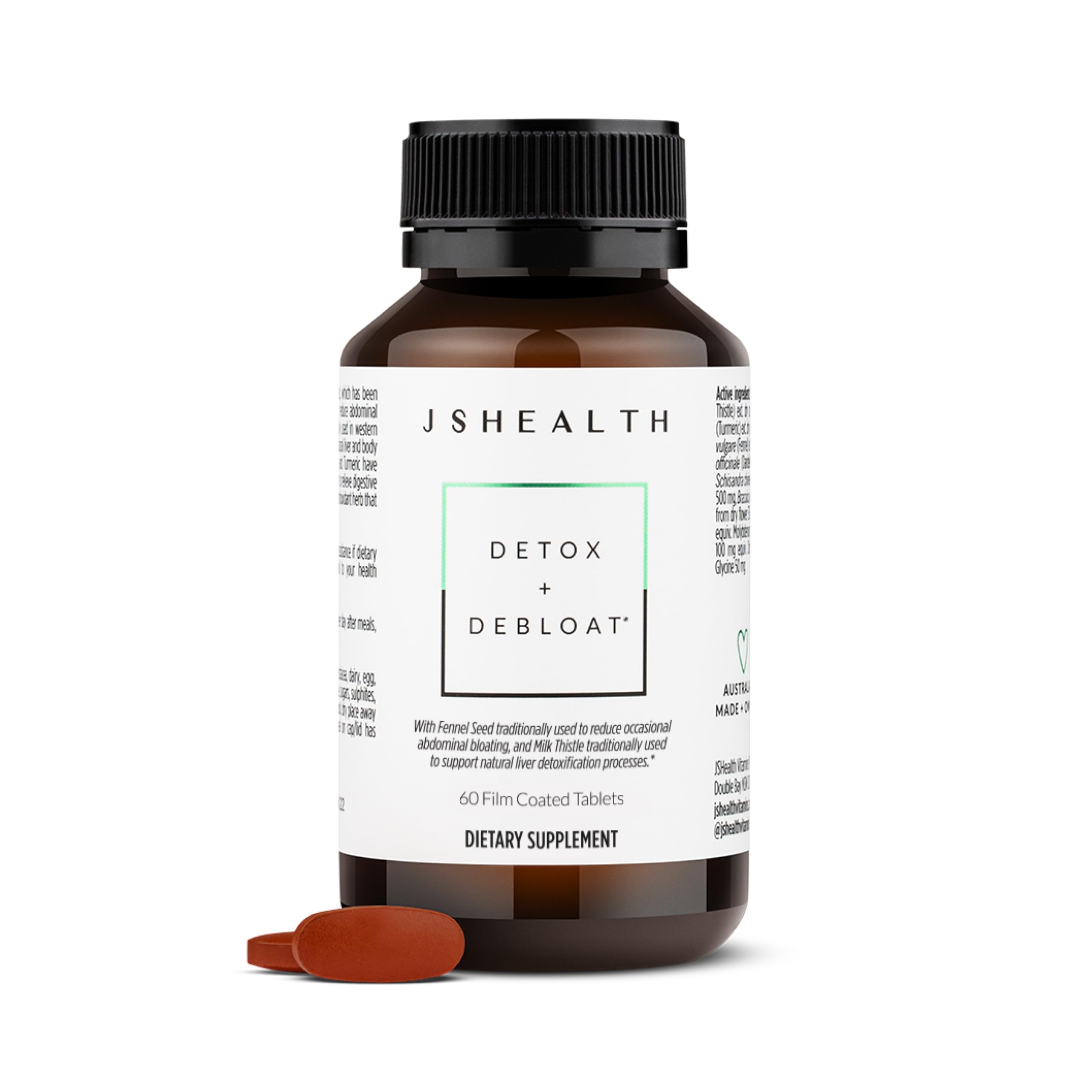 Envase JSHealth Detox + Debloat frontal, muestra claro beneficio digestivo