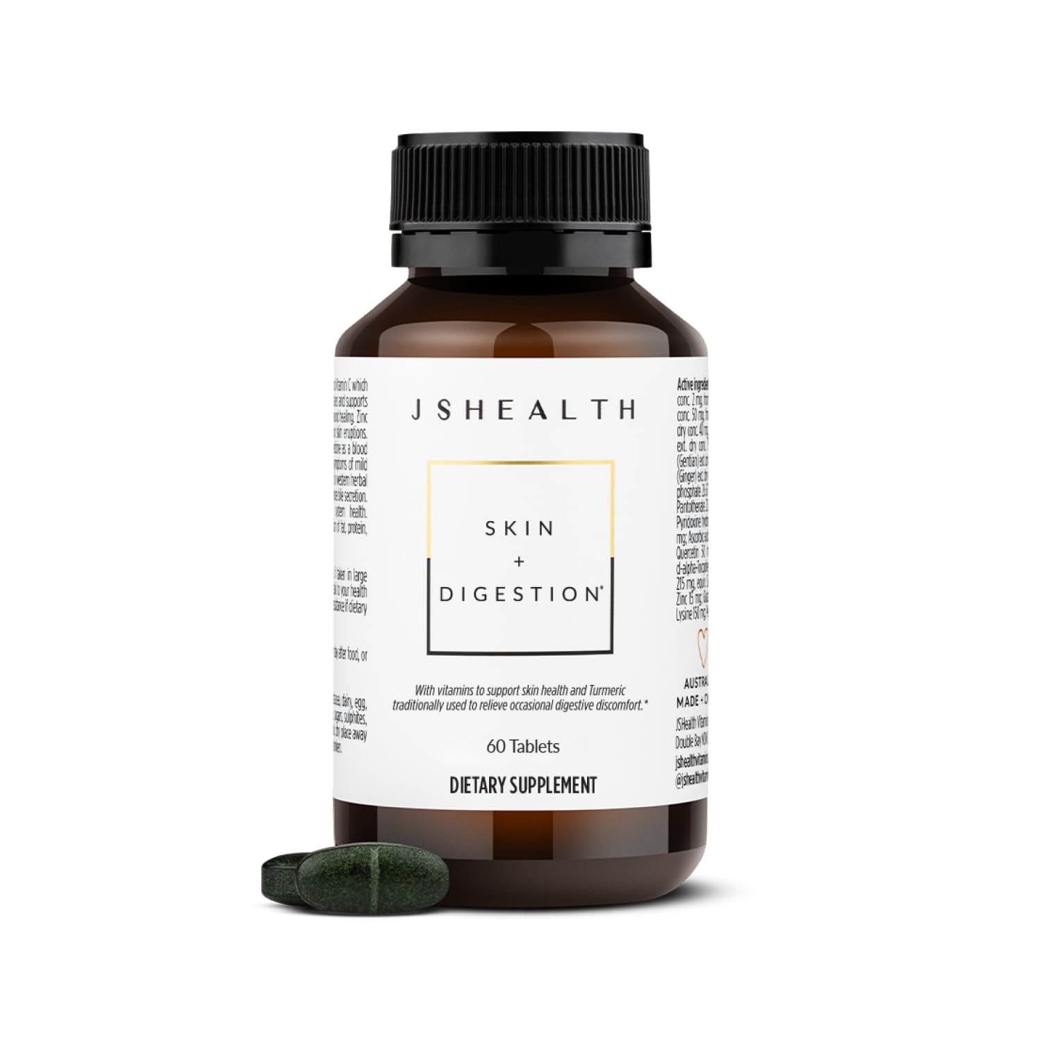 JSHealth frente del envase mostrando fórmula para piel y digestión, apoyo diario