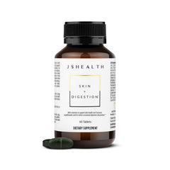 JSHealth frente del envase mostrando fórmula para piel y digestión, apoyo diario
