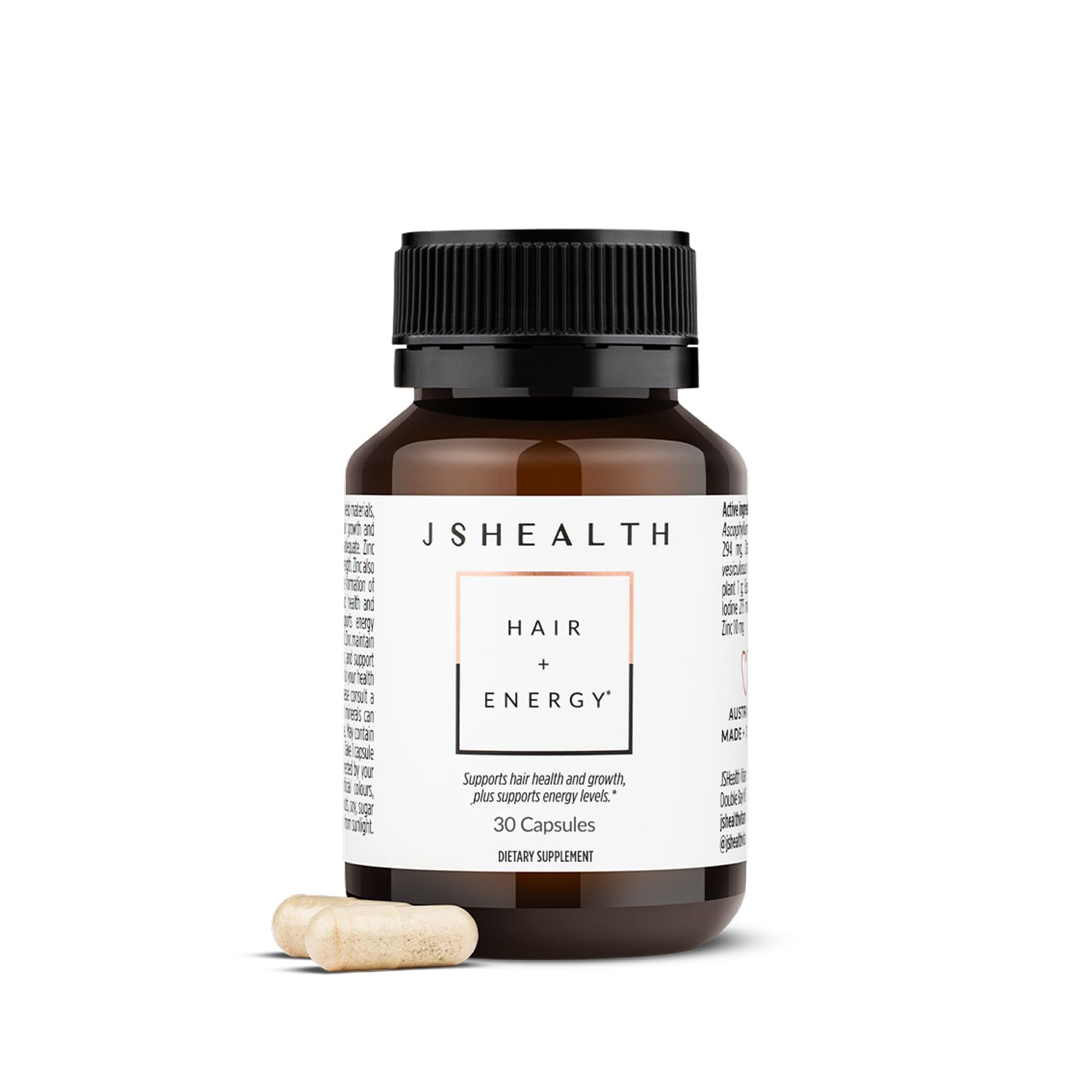 JSHealth envase frontal con etiqueta clara y beneficio de grosor