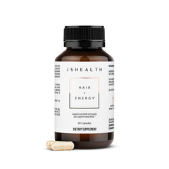 JSHealth frontal del envase mostrando marca y beneficio de cabello