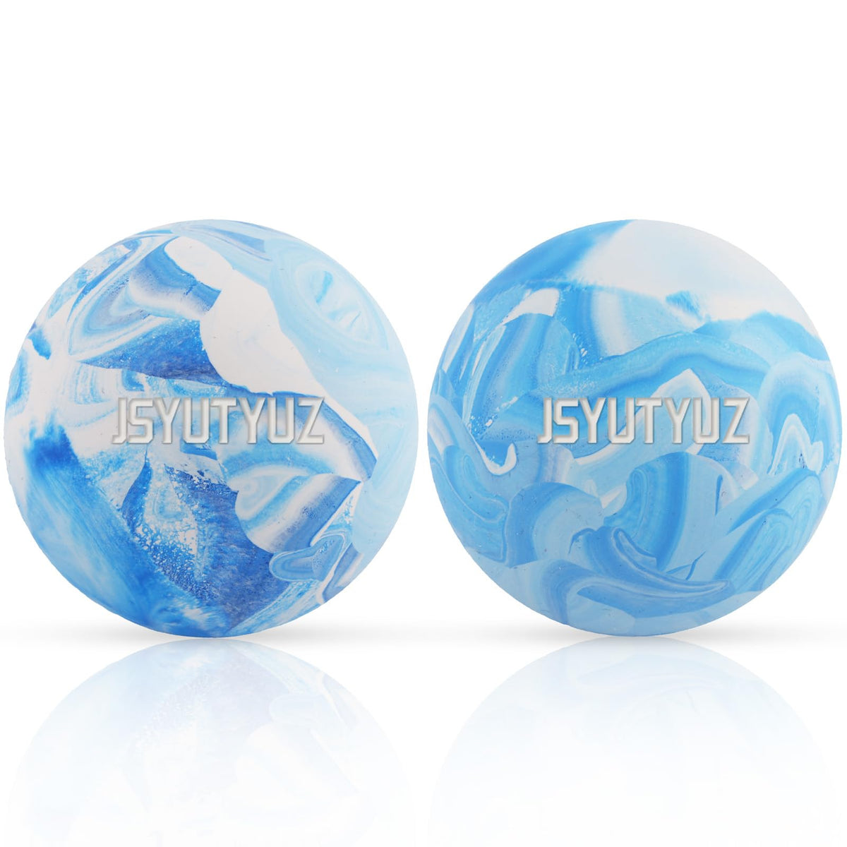 Pelota JSYUTYUZ vista frontal mostrando acabado jaspeado y tamaño oficial, mejora masaje puntual