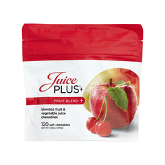 Juice Plus+ frasco frontal mostrando 120 gomitas y etiqueta clara