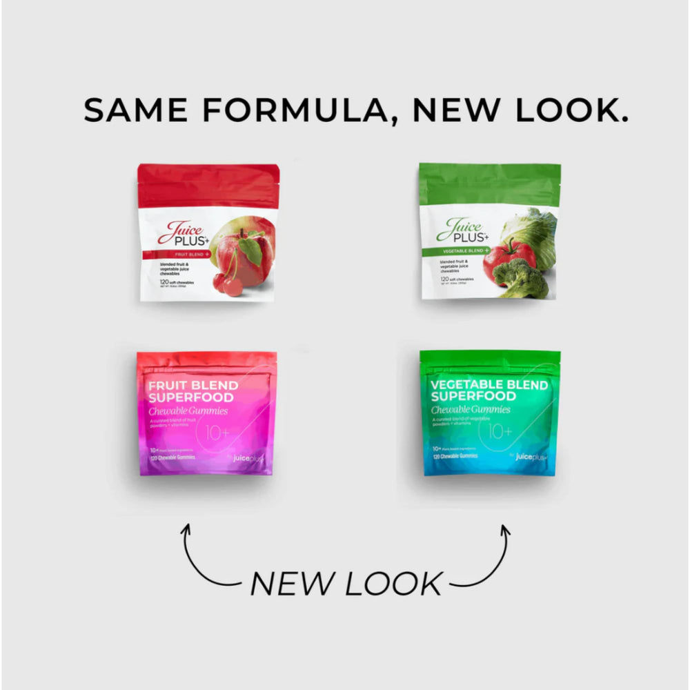 Juice Plus+ gomitas dispuestas mostrando color y facilidad de consumo