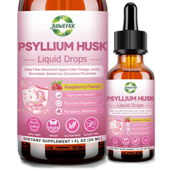 JUIWEFKK frasco frontal del suplemento de psyllium con sabor a frambuesa y etiqueta clara