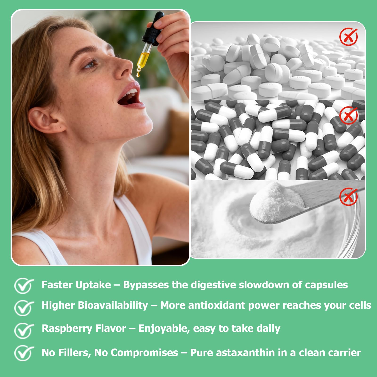 JUIWEFKK gotas en botella abierta listas para toma sublingual conveniente