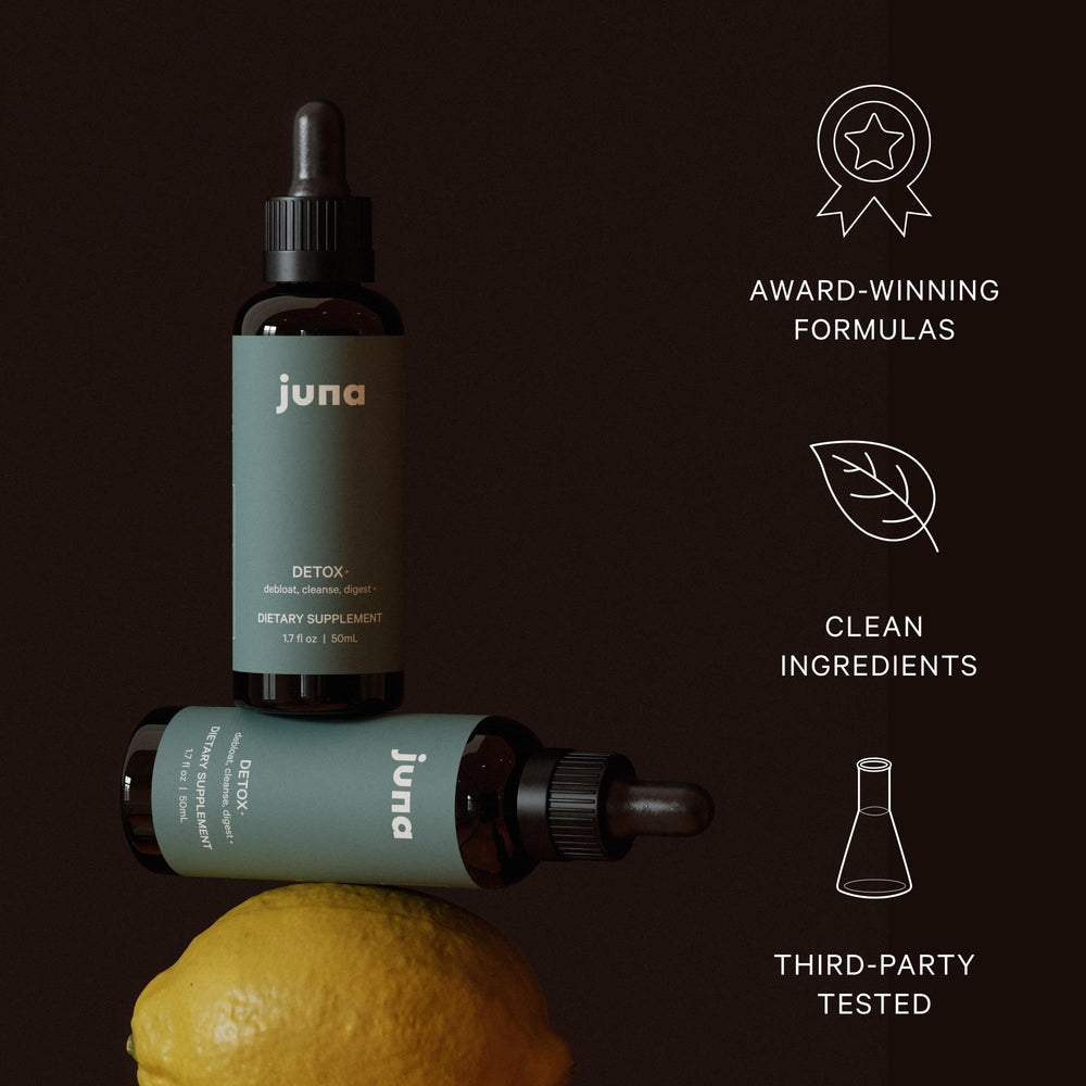 Juna etiqueta con ingredientes clarificados, subraya pureza orgánica