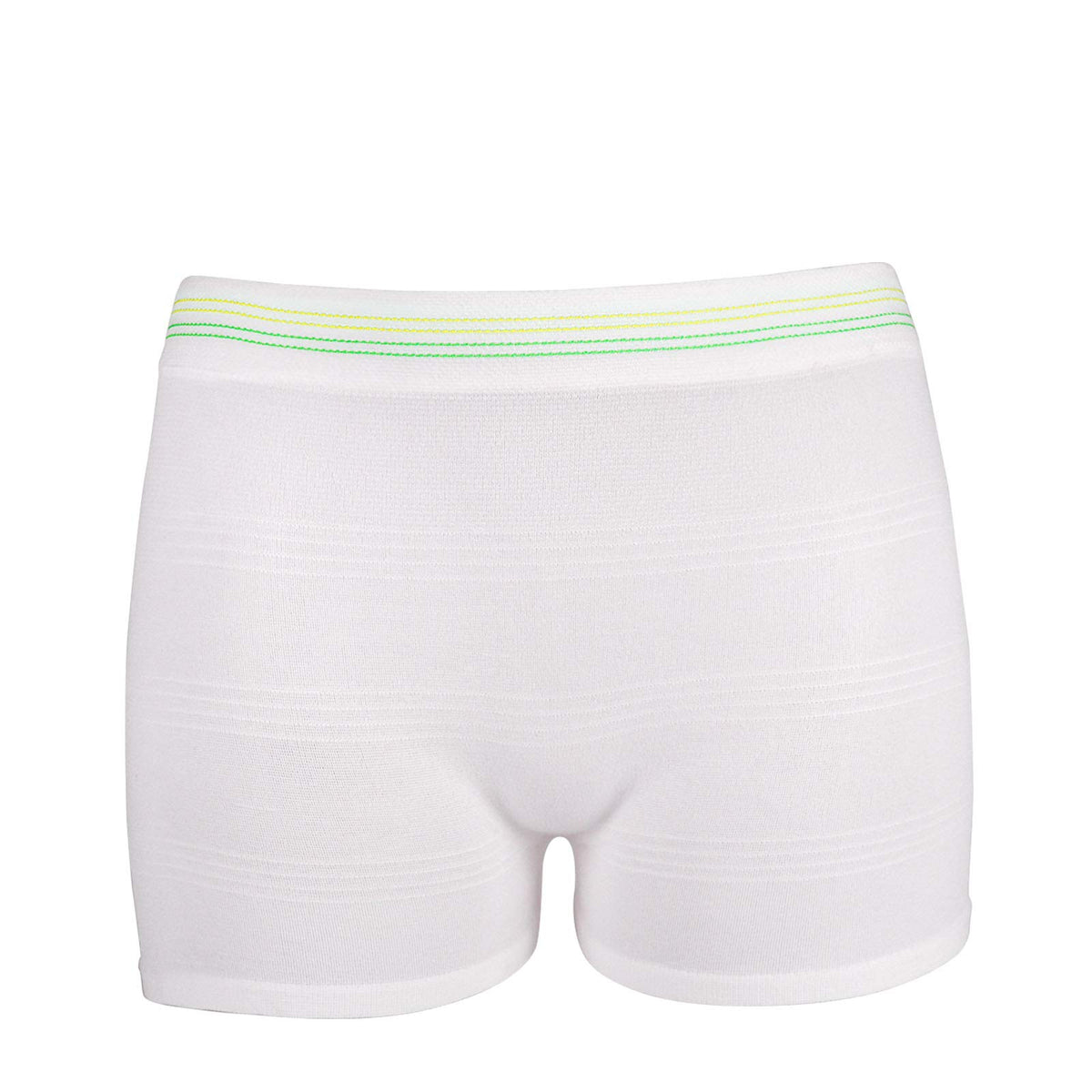 JUNFAN empaque frontal mostrando pack de 12 bragas, práctico para hospital