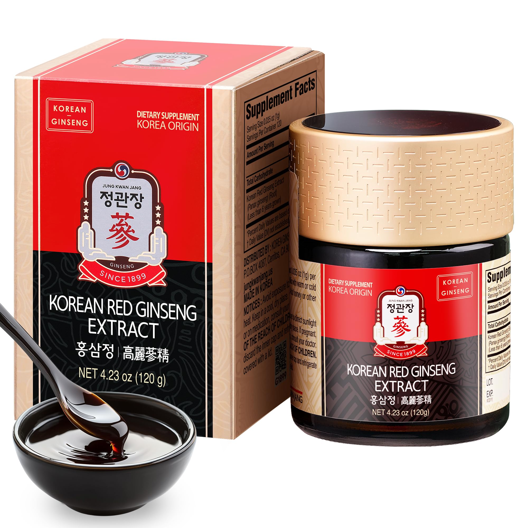JUNG KWAN JANG envase frontal mostrando diseño y peso, fácil identificación del producto