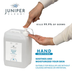 Juniper CLEAN uso en manos de usuario en entrada de oficina para higiene inmediata
