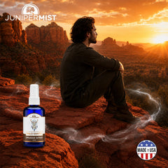 JUNIPERMIST spray en sesión de meditación aporta ambiente relajante