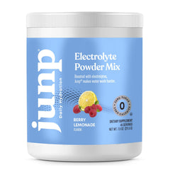 JUNP empaque frontal Berry Lemonade mostrando 45 porciones y beneficios