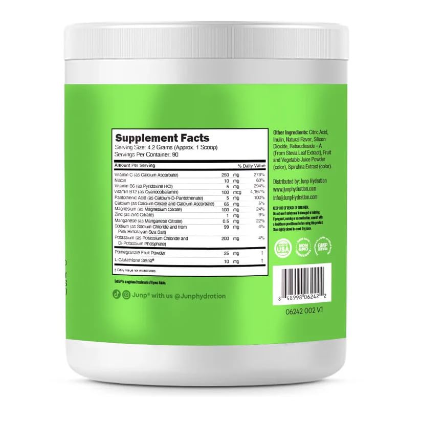 JUNP vaso con solución disuelta y color natural, muestra aspecto apetecible sin azúcares