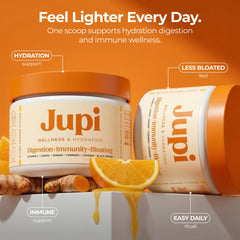 Jupi etiqueta con lista de ingredientes y beneficios para decisiones claras