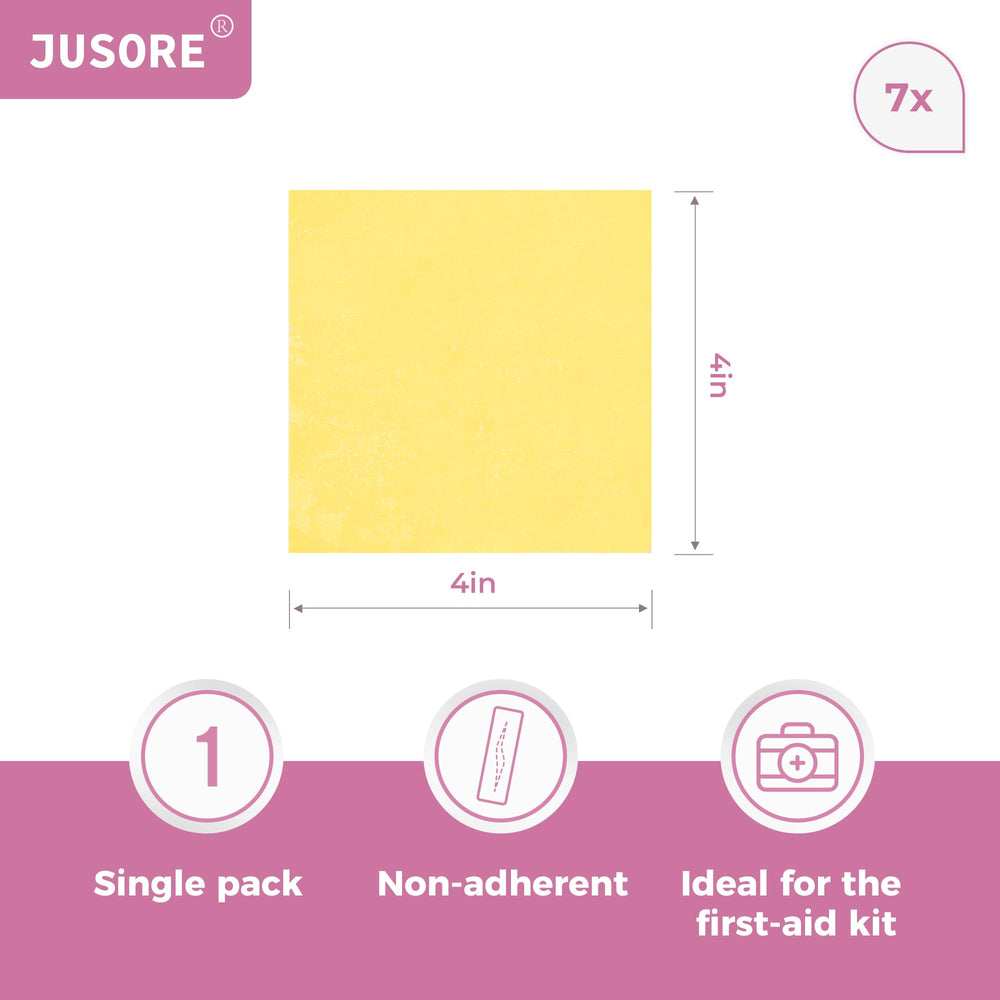 JUSORE gasa Xeroform detalle de textura petrolatada, superficie no adhesiva