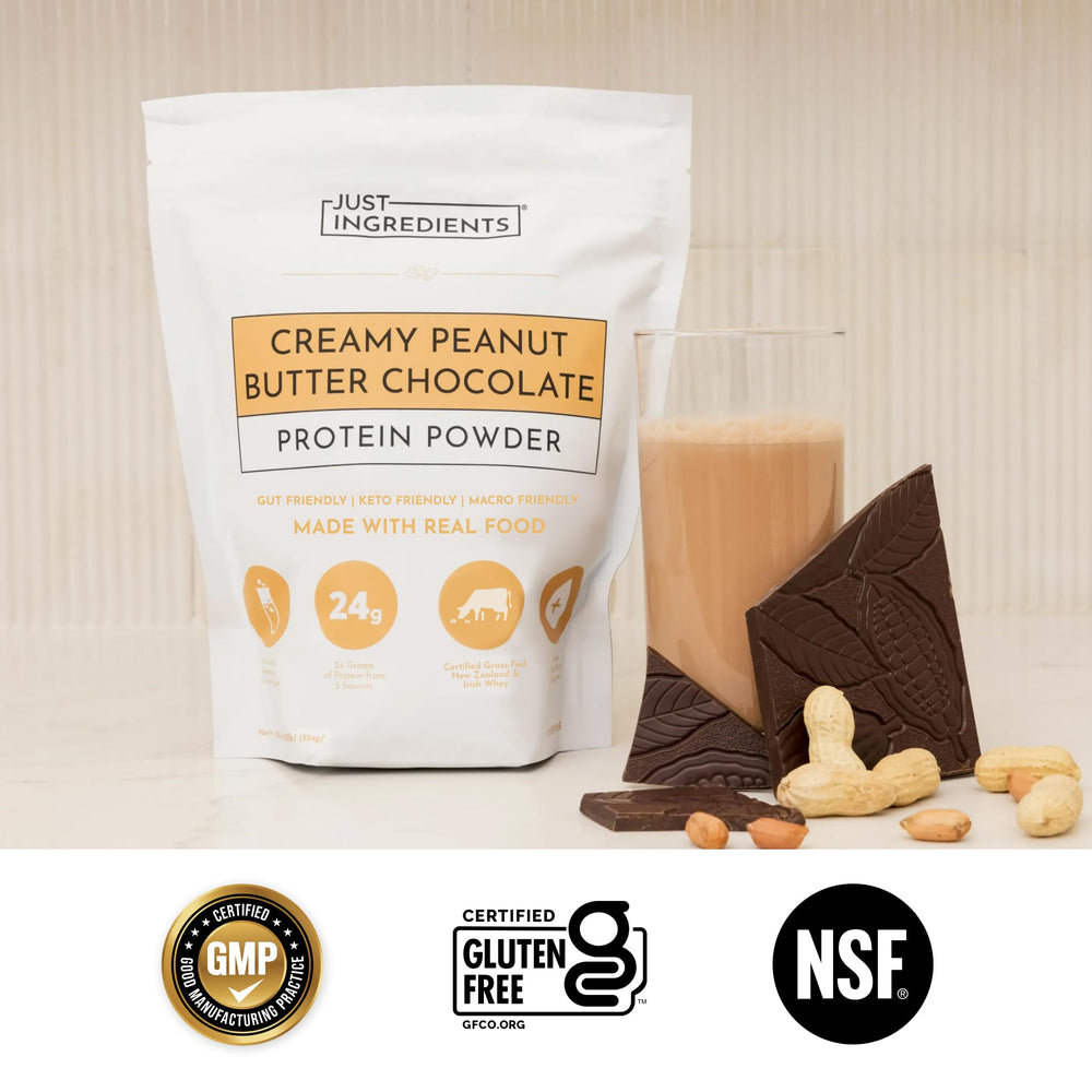 JUST INGREDIENTS batido servido en vaso demostrando sabor cremoso y apetecible