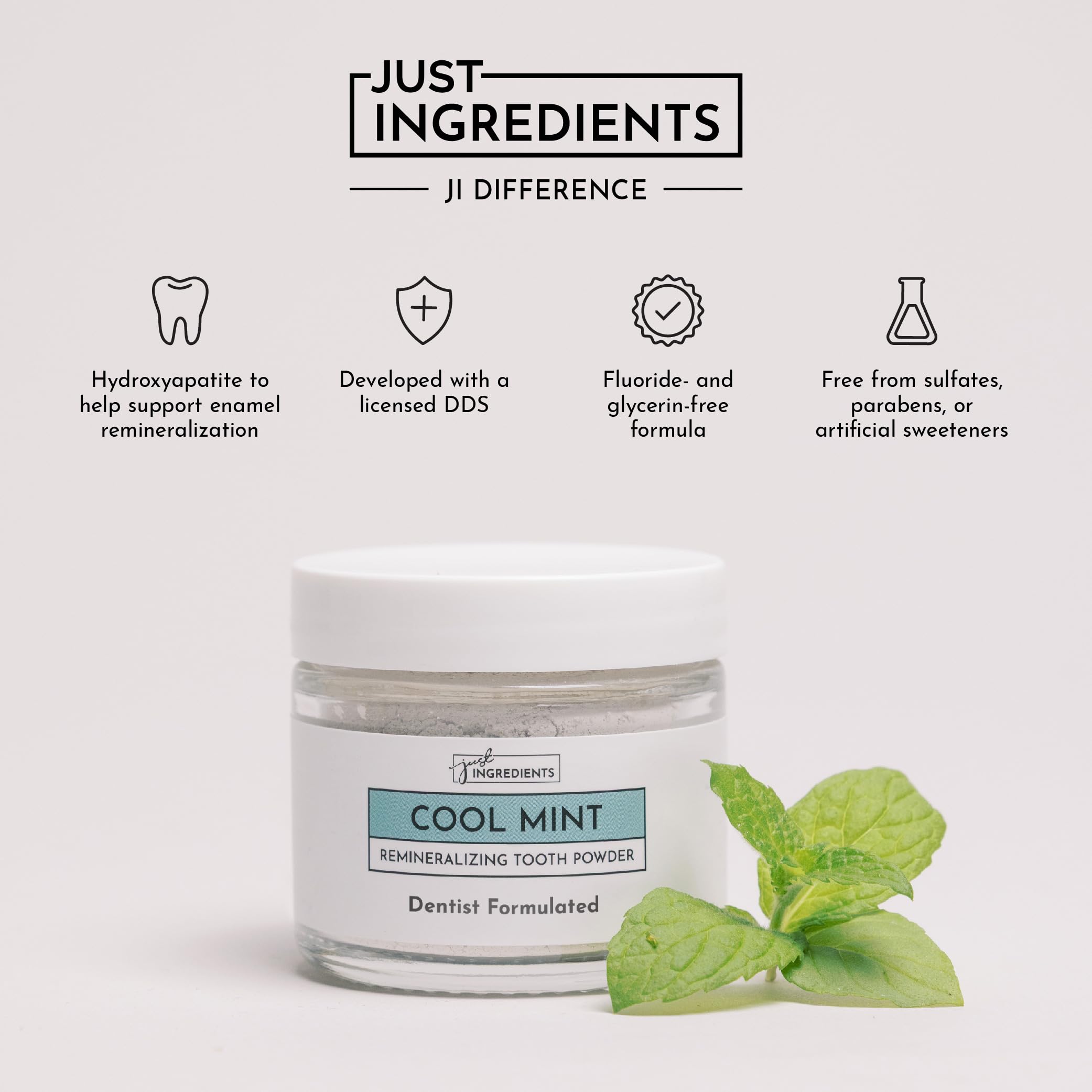 JUST INGREDIENTS comparación de tamaño 1 oz, ideal para viajes