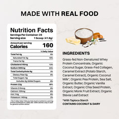 JUST INGREDIENTS cuchara medidora junto al envase para referencia de porción