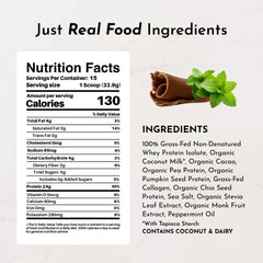 JUST INGREDIENTS envase en mano para comparar tamaño y porciones