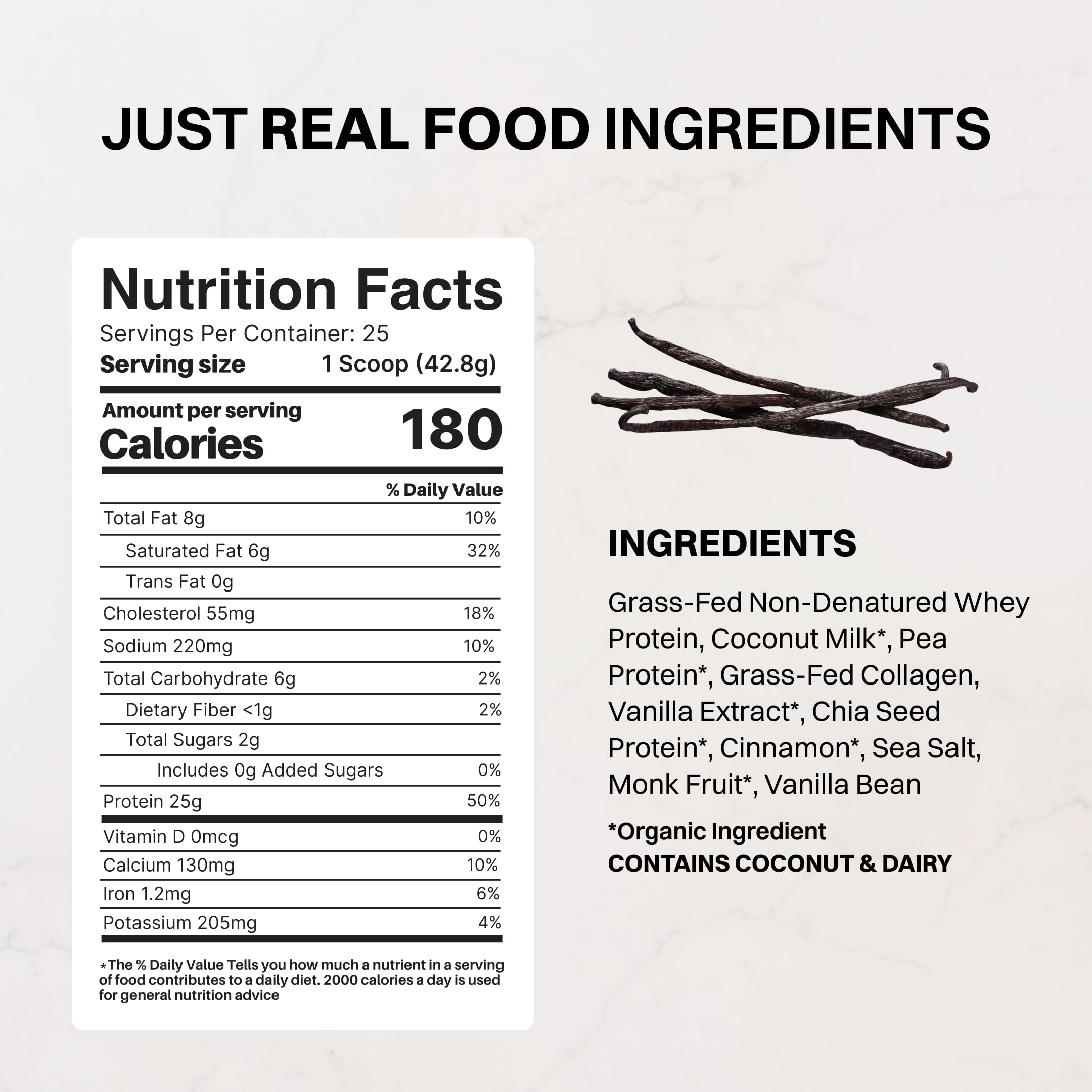 JUST INGREDIENTS comparación de tamaño del bote con mano para escala visual